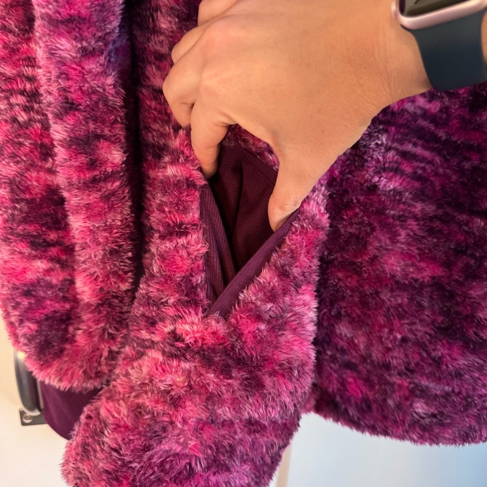 NWT LuLaRoe Nancy Fleece Pullover Pink & Purple Half Zip‎ Size Medium w/ Pockets - Picture 4 of 10